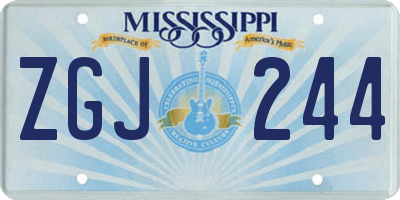 MS license plate ZGJ244