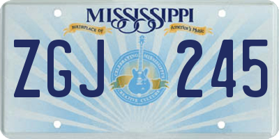 MS license plate ZGJ245