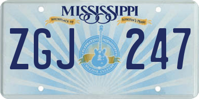 MS license plate ZGJ247