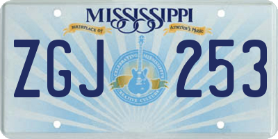 MS license plate ZGJ253