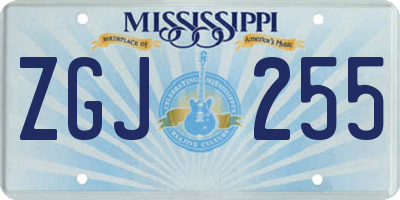 MS license plate ZGJ255