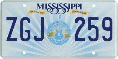 MS license plate ZGJ259
