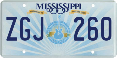 MS license plate ZGJ260