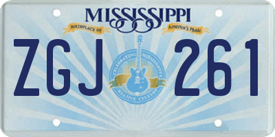 MS license plate ZGJ261
