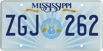 MS license plate ZGJ262