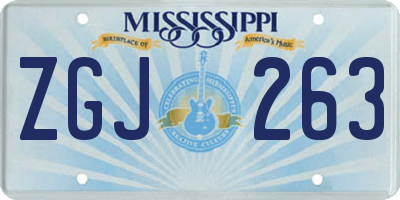 MS license plate ZGJ263