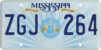MS license plate ZGJ264