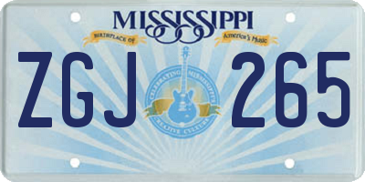 MS license plate ZGJ265