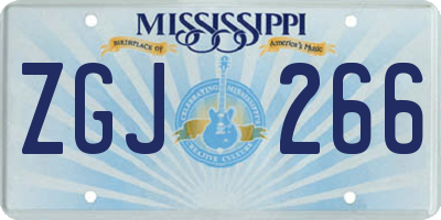 MS license plate ZGJ266
