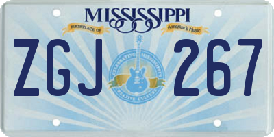 MS license plate ZGJ267