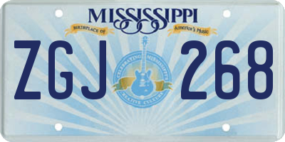 MS license plate ZGJ268