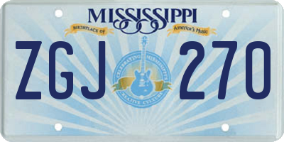 MS license plate ZGJ270