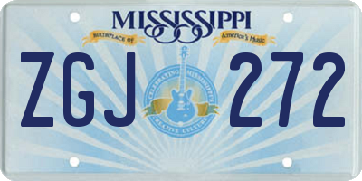 MS license plate ZGJ272