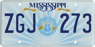 MS license plate ZGJ273