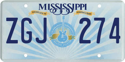 MS license plate ZGJ274