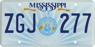 MS license plate ZGJ277