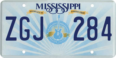 MS license plate ZGJ284