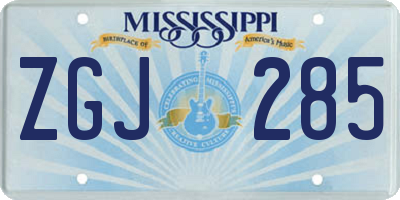 MS license plate ZGJ285