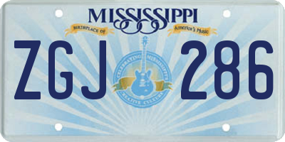MS license plate ZGJ286