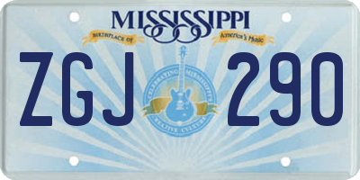 MS license plate ZGJ290