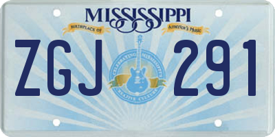 MS license plate ZGJ291