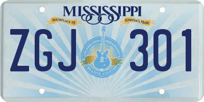 MS license plate ZGJ301