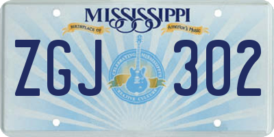 MS license plate ZGJ302