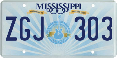MS license plate ZGJ303