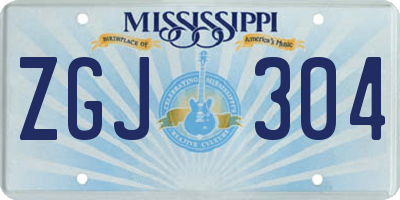 MS license plate ZGJ304