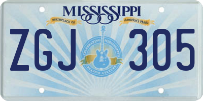 MS license plate ZGJ305