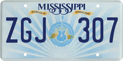MS license plate ZGJ307