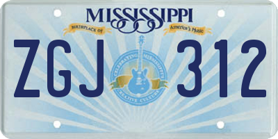 MS license plate ZGJ312
