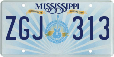 MS license plate ZGJ313