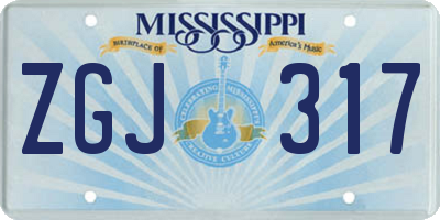MS license plate ZGJ317