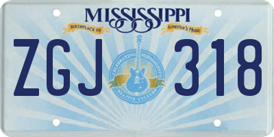 MS license plate ZGJ318