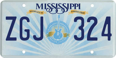 MS license plate ZGJ324