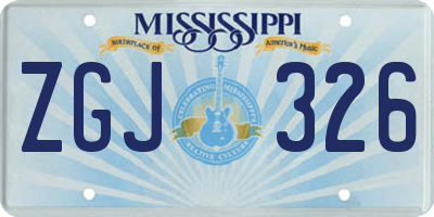 MS license plate ZGJ326