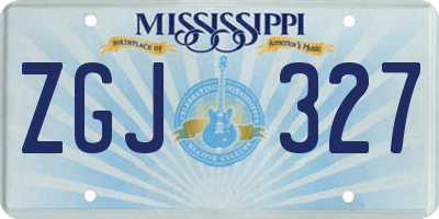 MS license plate ZGJ327