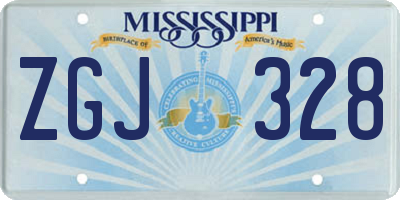 MS license plate ZGJ328