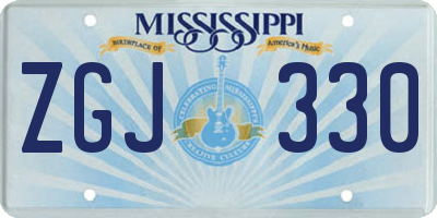 MS license plate ZGJ330