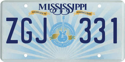 MS license plate ZGJ331