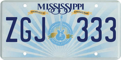 MS license plate ZGJ333