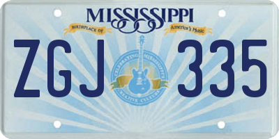 MS license plate ZGJ335