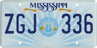 MS license plate ZGJ336