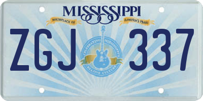 MS license plate ZGJ337