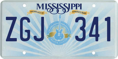 MS license plate ZGJ341