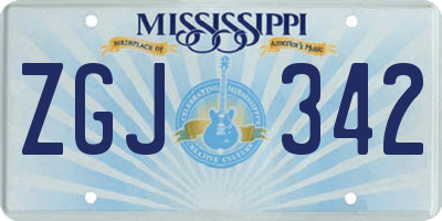 MS license plate ZGJ342