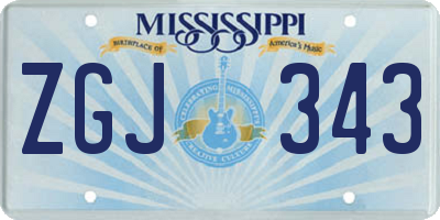 MS license plate ZGJ343