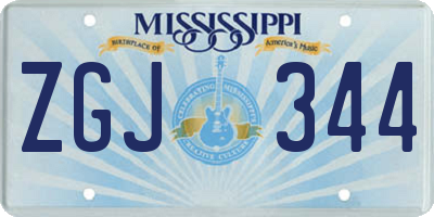 MS license plate ZGJ344
