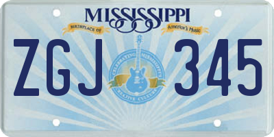 MS license plate ZGJ345
